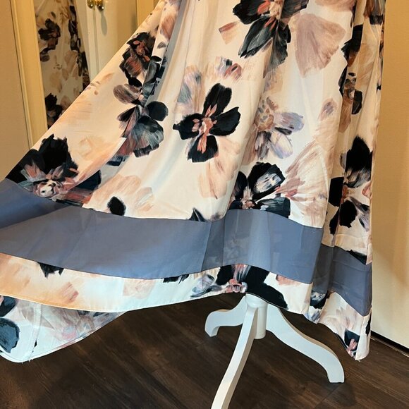 Simply Vera Vera Wang Watercolor Floral Asymmetrical Dress, Size Large - Picture 13 of 16